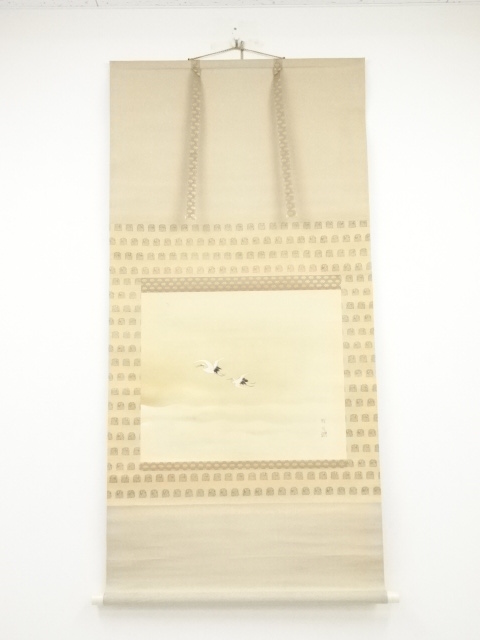 JAPANESE HANGING SCROLL / HAND PAINTED / CRANE